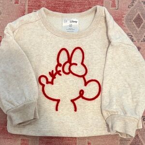 Disney Gap Cream Sweatshirt with Red velvet Minnie Mouse Outline 18-24months